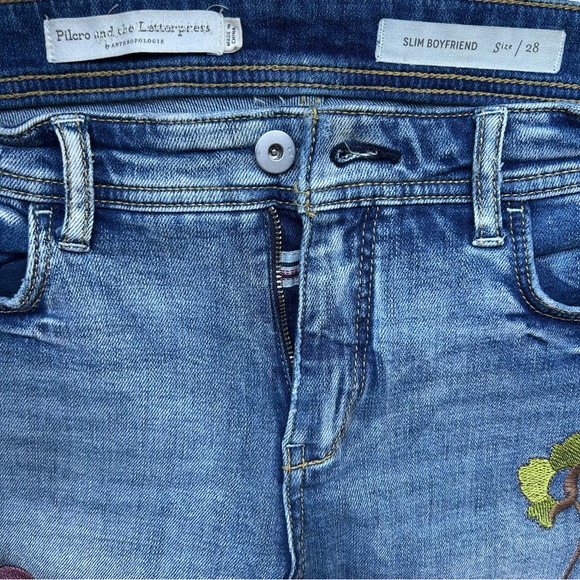 Pilcro & the Letterpress Floral-Bordado Novio Embroidered Boyfriend Jeans US 28 - Picture 6 of 16